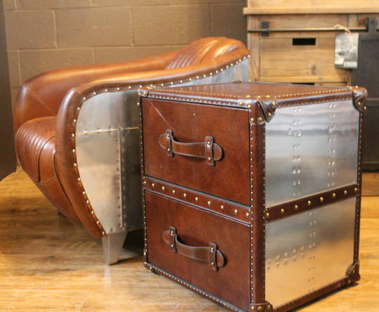 Aluminum and Leather Trunk 50cm